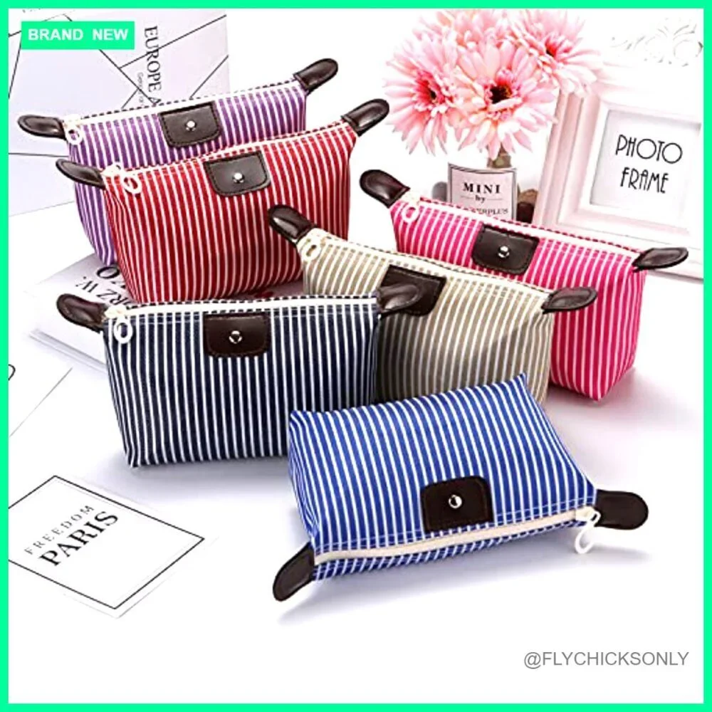 2 Pack Waterproof Nylon Cosmetic Bags, Foldable Travel Organizer, 10.2x6.3x2.3
